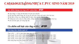 Catalogue ống nhựa u.PVC SINO năm 2019